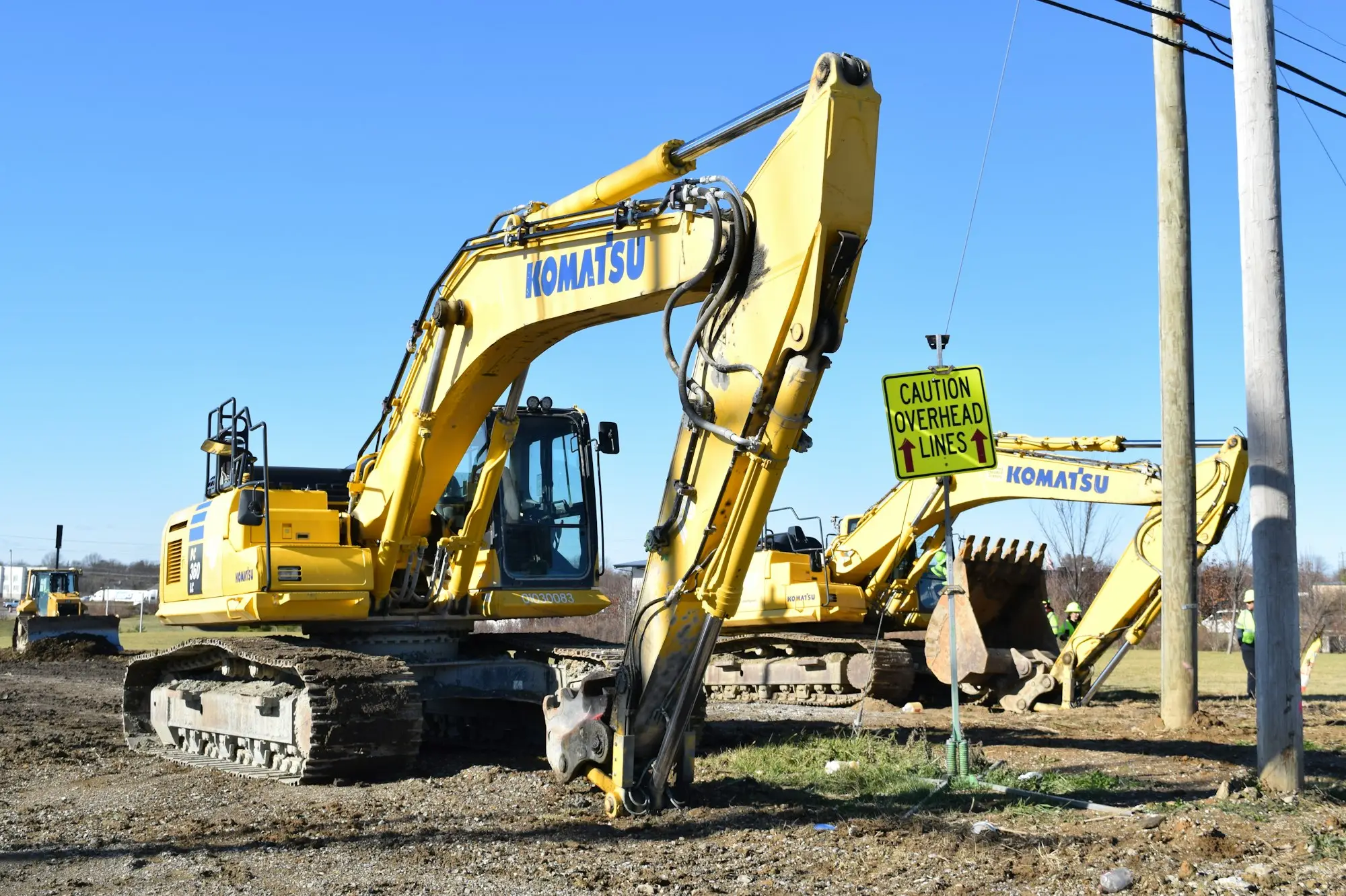 Yellow bulldozer on a dirt site