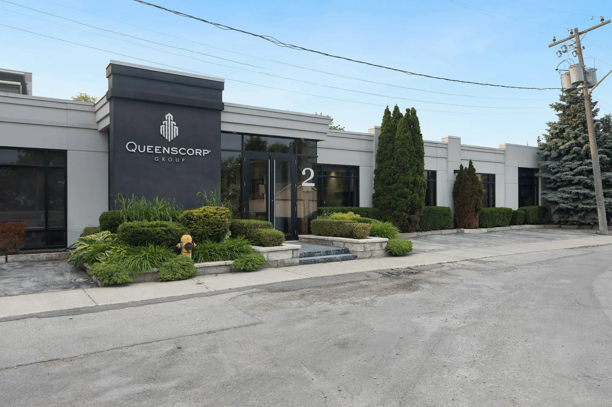 Commercial building with signage out the front