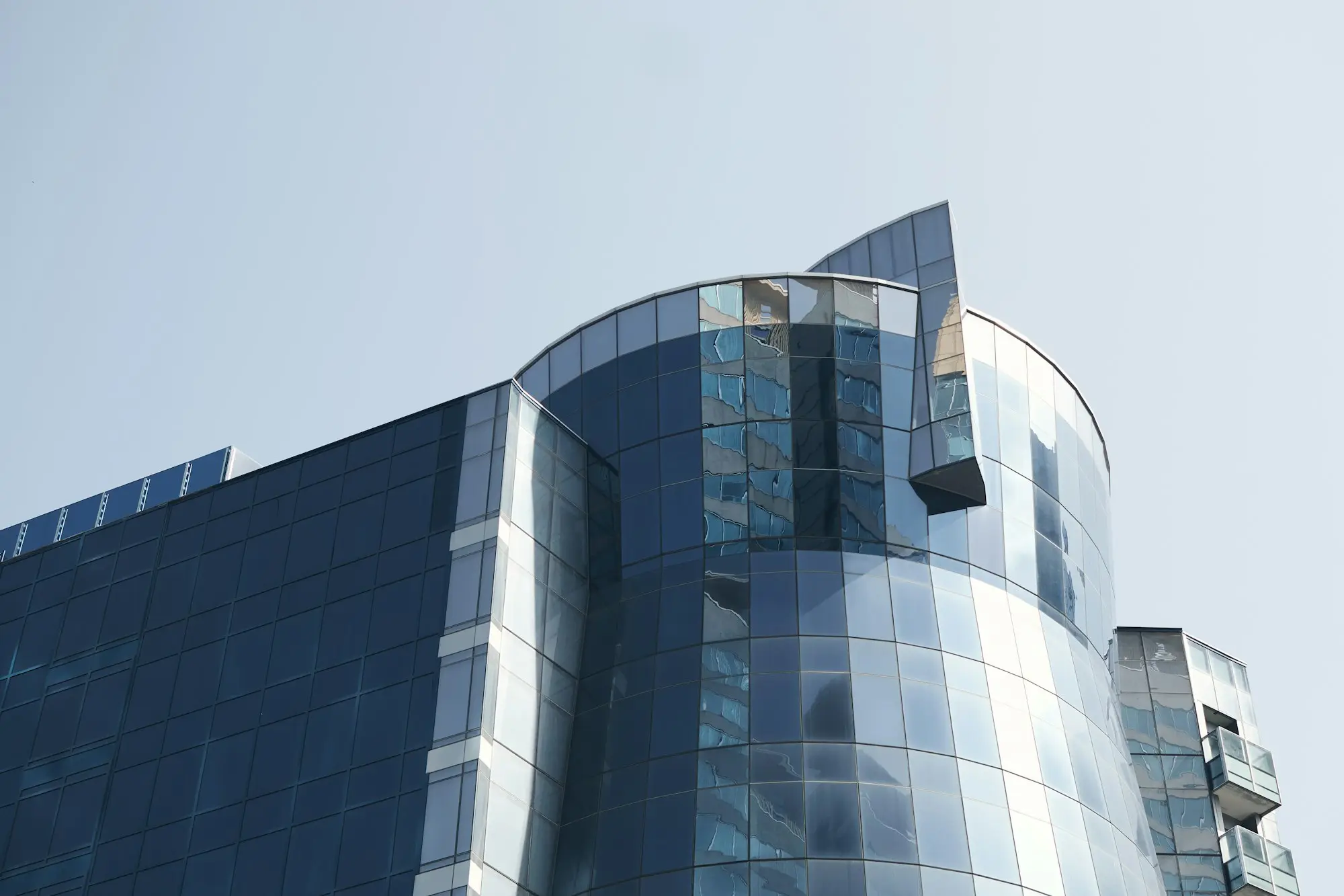 Blue glass high-rise commercial building
